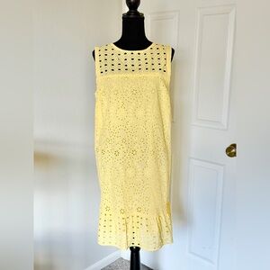 LOFT Yellow Eyelet Midi Dress *NWT*